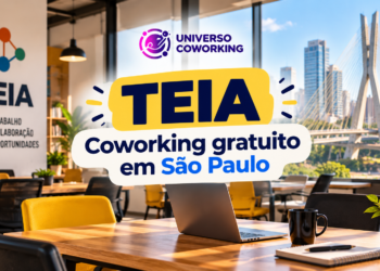 Coworkings públicos e gratuitos em São Paulo: Espaços TEIA da Prefeitura, com mesas de trabalho, internet e salas de reunião.
