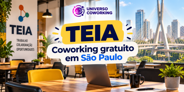Coworkings públicos e gratuitos em São Paulo: Espaços TEIA da Prefeitura, com mesas de trabalho, internet e salas de reunião.